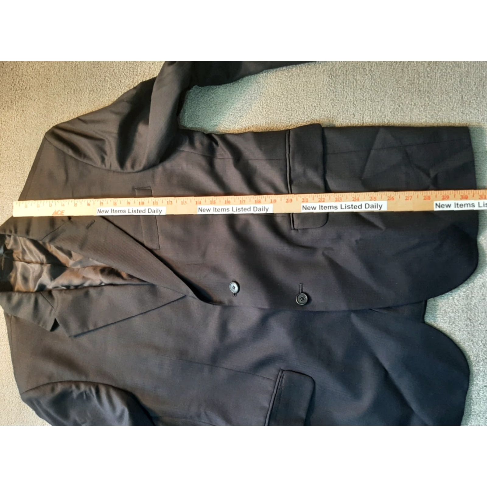 Vintage J. Ferrar Blazer Size 40R Men’s Black Wool Single-Breasted Notch Lapel Modern Classic Computer-Printed? Size 40R - 4 Thumbnail