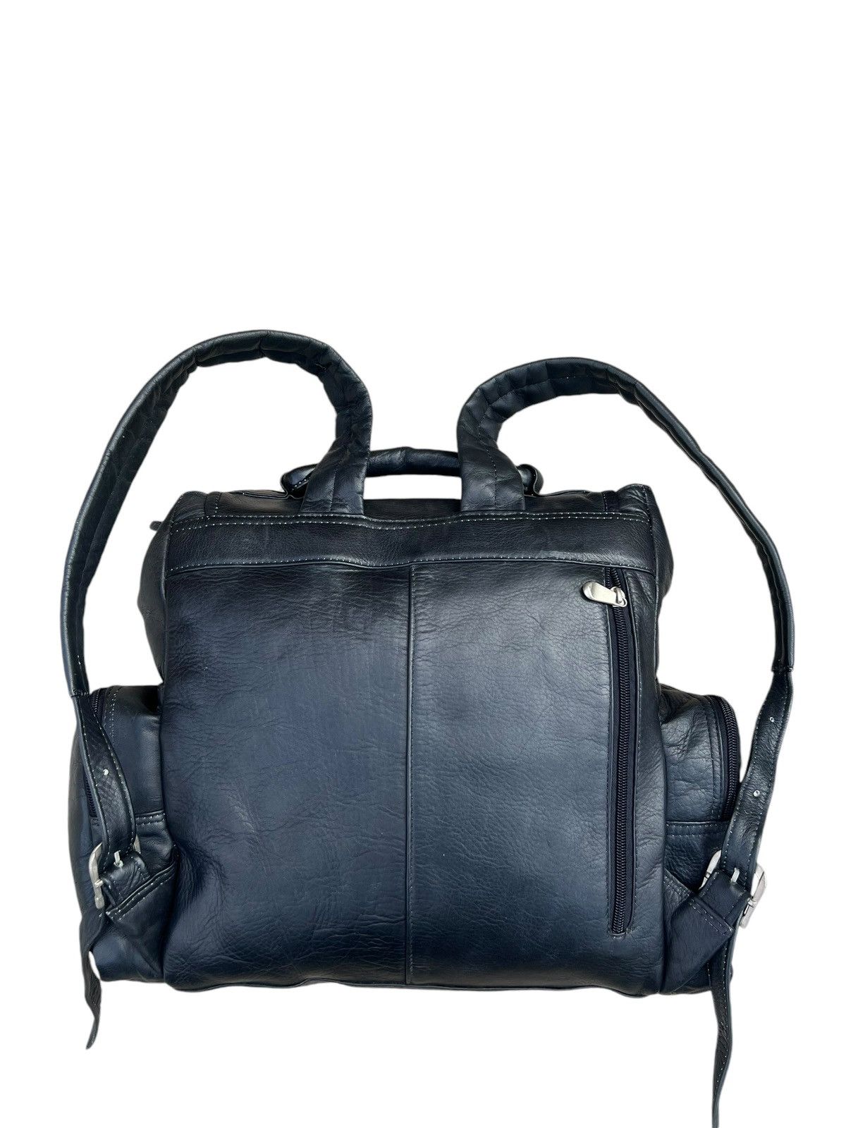 Leather Vintage PIEL Hand Made All Leather Black Backpack Bag Size ONE SIZE - 10 Thumbnail