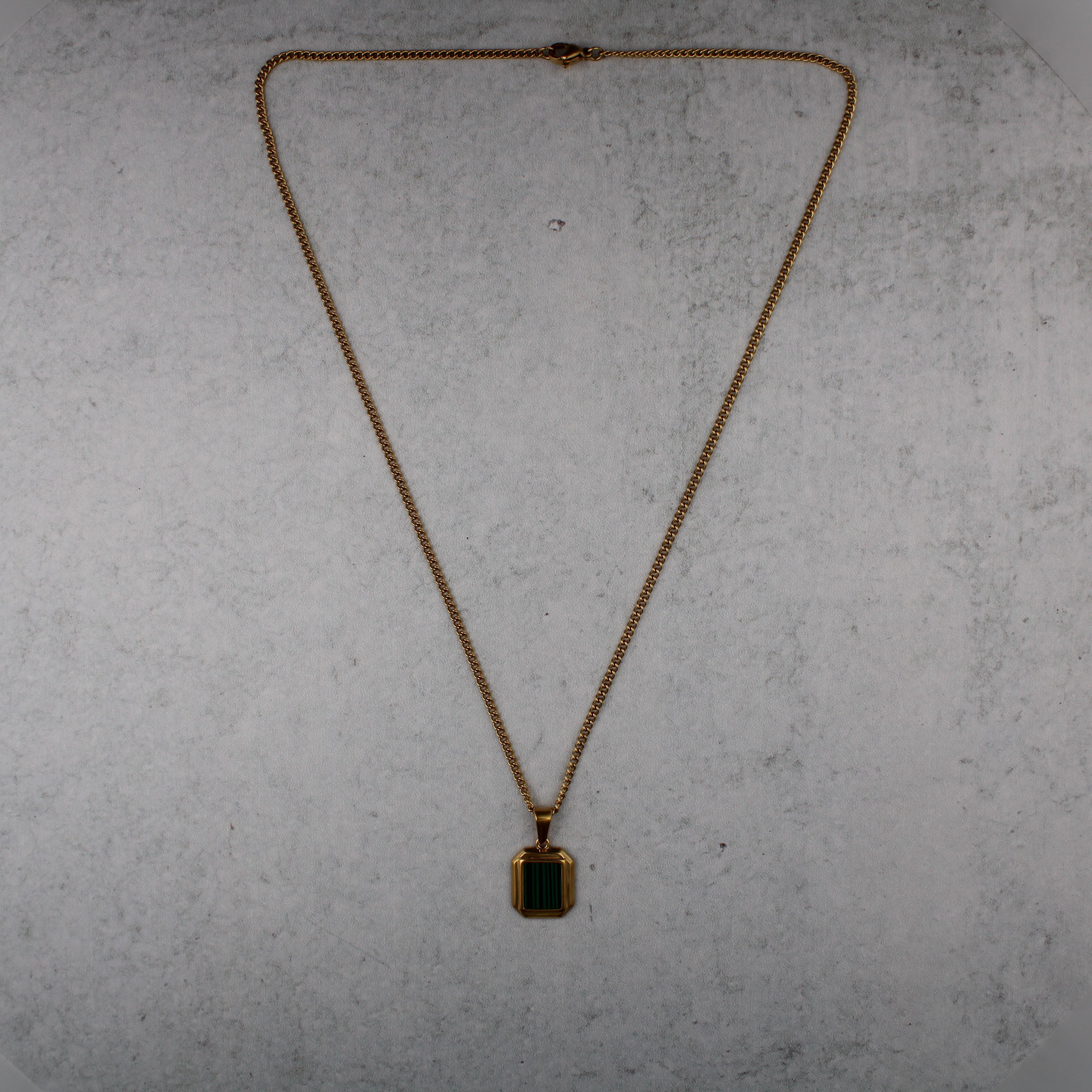 Jewelry Gold Mini Faux Malachite Pendant Necklace Size ONE SIZE - 6 Thumbnail