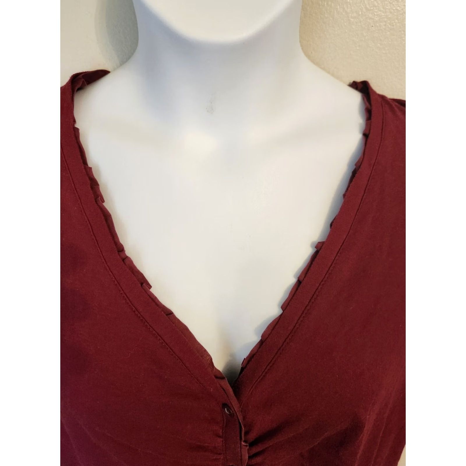 Vintage Laura Scott Burgundy Button Front Long Sleeve Casual Top Plus Woman 16 18 Size XXL / US 16-18 / IT 52-54 - 2 Thumbnail