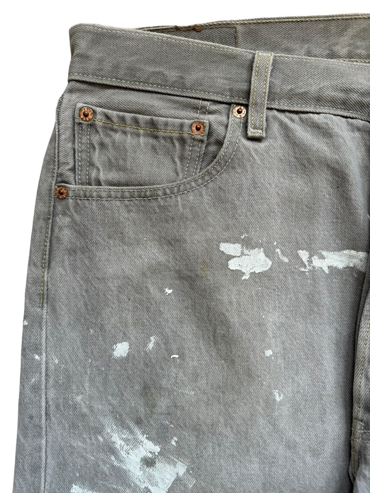 If Six Was Nine Vintage Levi's 501 Grey Wash Painter Denim Jeans Size US 35 - 5 Thumbnail