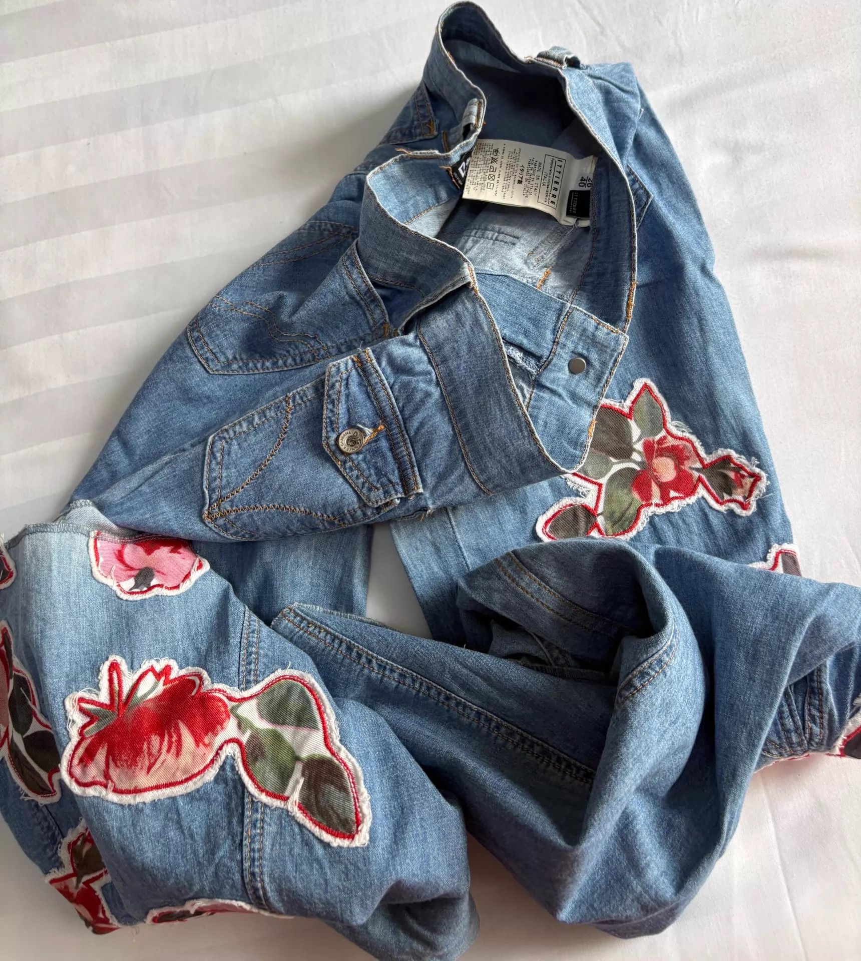 Dolce & Gabbana D&G Vintage Flower Patchwork Oversized Flare Jeans Size 31" - 6 Thumbnail