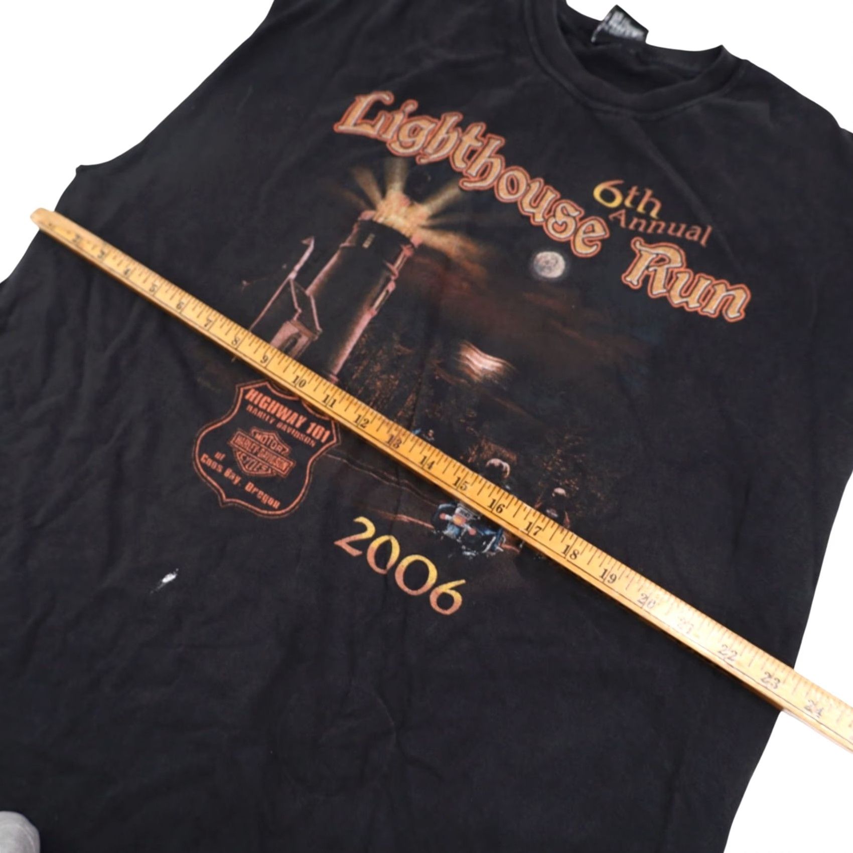Harley Davidson VINTAGE Harley Davidson 6th Annual Lighthouse Run Graphic Muscle T XL Black Mens TXL? Size US XL / EU 56 / 4 - 7 Thumbnail