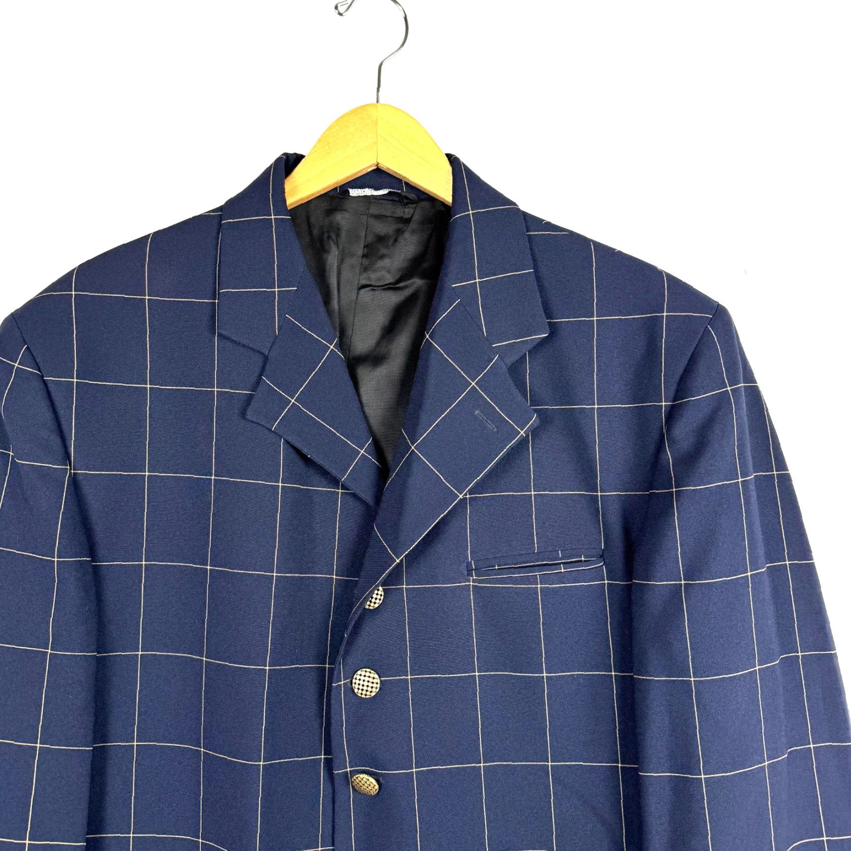 Vintage VINTAGE Falcone Blue Plaid Suit 42L Blazer 34x30 Pants & Vest 3 Piece USA Made Size 42R - 3 Thumbnail