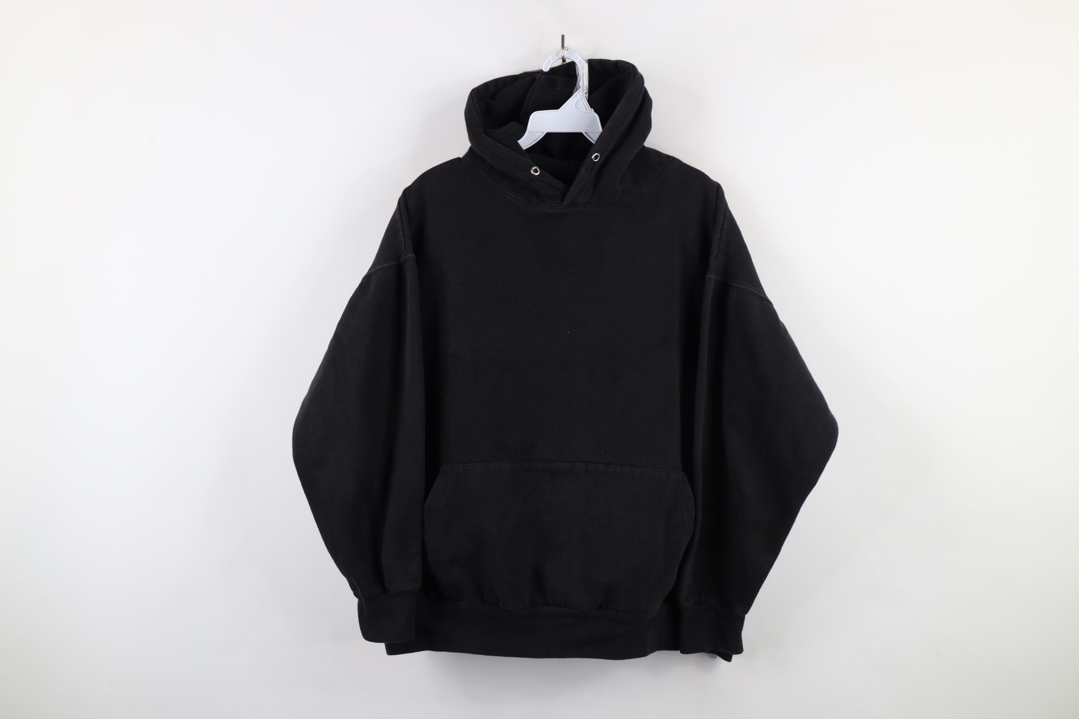 Vintage Vintage 90s Streetwear Boxy Fit Hoodie Sweatshirt Black Size XL / US 12-14 / IT 48-50 - 1 Thumbnail
