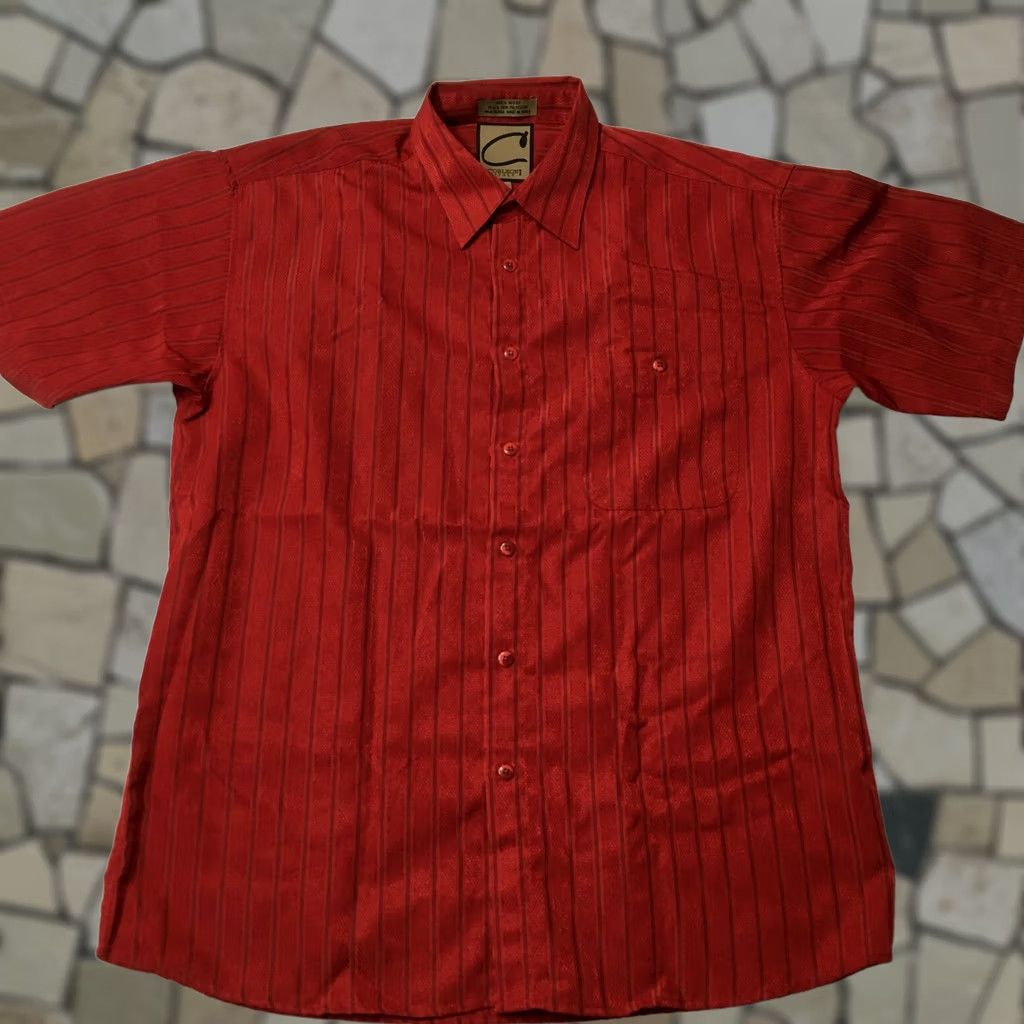 Vintage corleoni Shirt Button Down Fit large red Maroon 100% polyester micro Nice! Size US L / EU 52-54 / 3 - 1 Thumbnail
