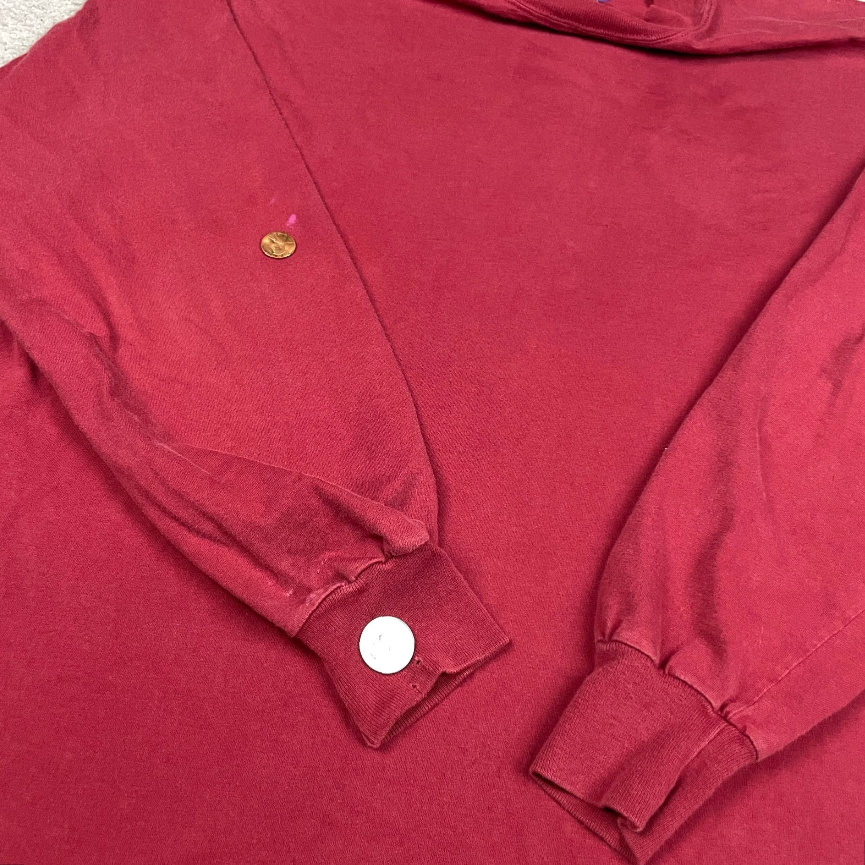 Vintage VINTAGE Russell Athletic T shirt Adult XL Red Pro Cotton Men's Long USA 90s Crew Neck Long Sleeve Solid Logo Pockets Regular Size US XL / EU 56 / 4 - 6 Thumbnail