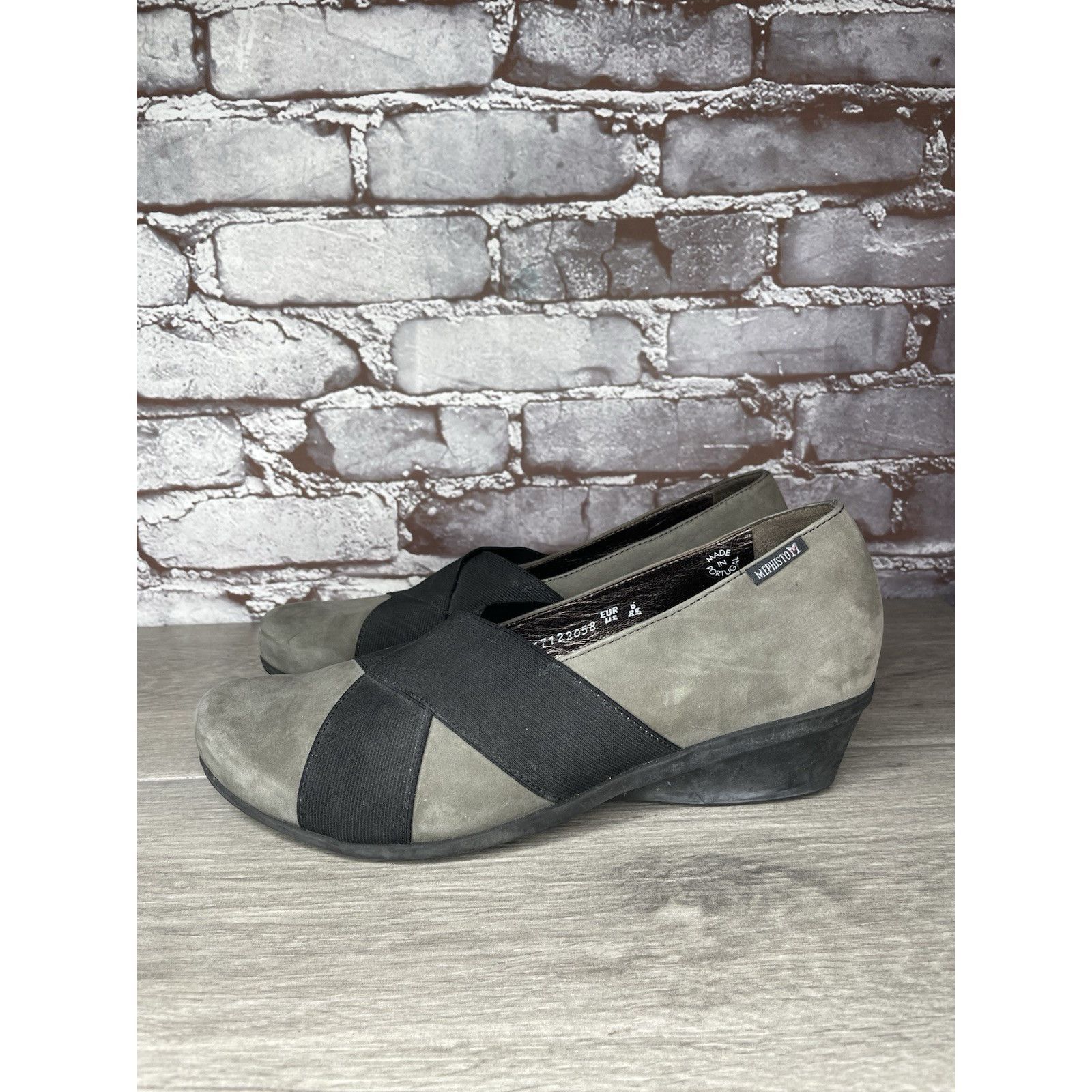 Mephisto Mephisto Aline Gray Nubuck Leather Black Strap Wedge Shoes W Size US 8.5 / IT 38.5 - 1 Thumbnail