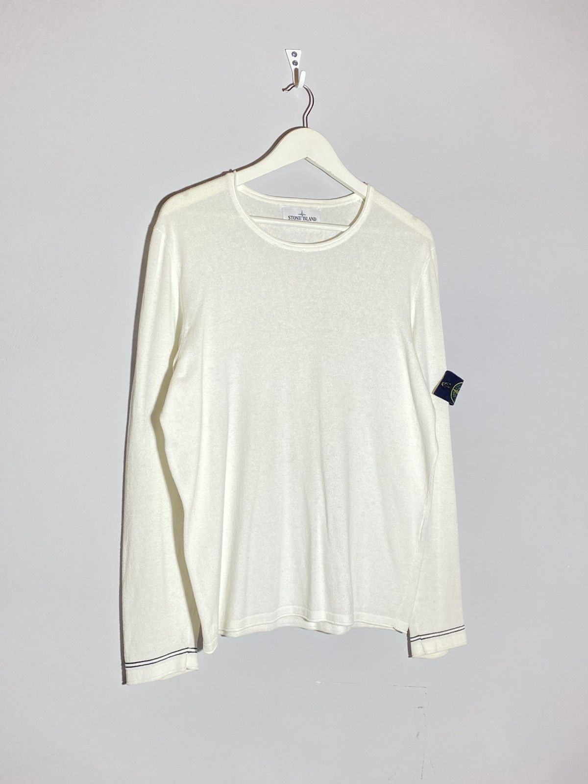 Stone Island Stone Island White Lightweaight Knit Sweater Size US L / EU 52-54 / 3 - 3 Thumbnail