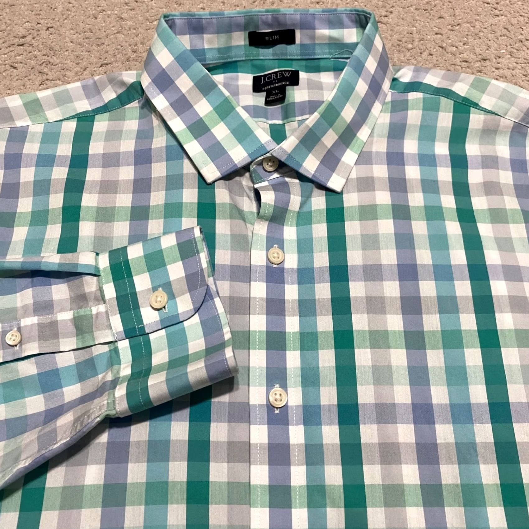 J.Crew J.CREW Mens XL Shirt Multicolor Plaid L/S Button-Front Slim Performance Size US XL / EU 56 / 4 - 5 Thumbnail