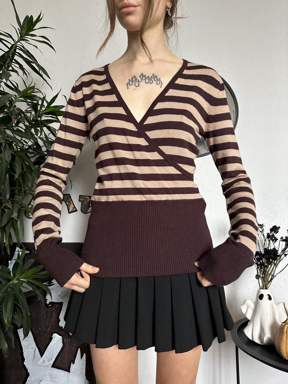Japanese Brand × Seditionaries Striped Waist Stitch Wrapped Office Siren Pullover Sweater Size S / US 4 / IT 40 - 7 Thumbnail
