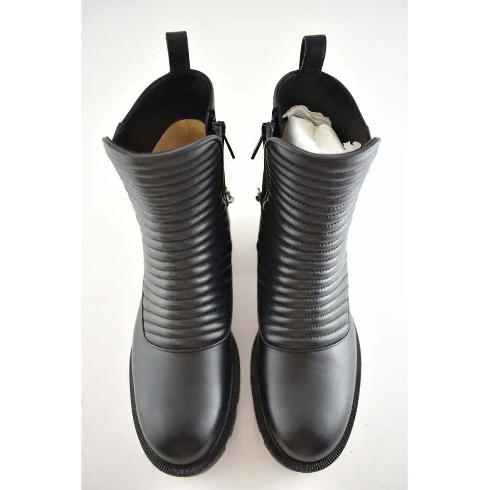 Christian Louboutin Christian Louboutin Maddic Max Flat Calf Black Chain Combat Size US 8.5 / IT 38.5 - 6 Thumbnail