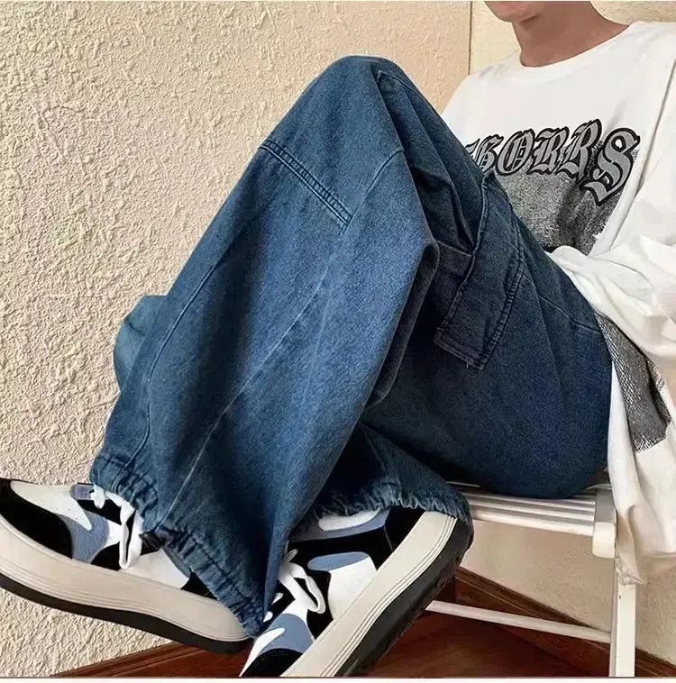 Japanese Brand Retro Loose Straight Washed Jeans Size US 34 / EU 50 - 3 Thumbnail