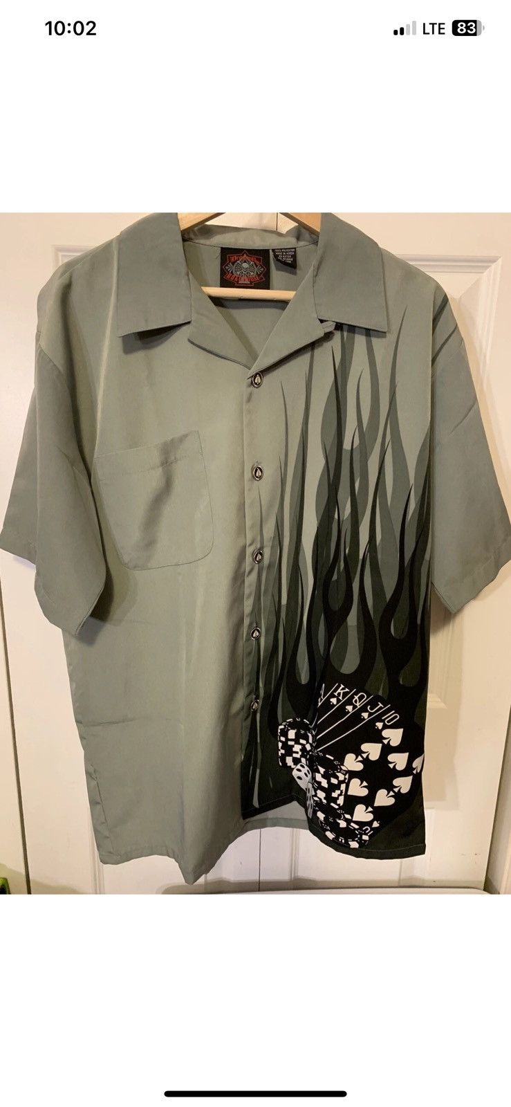Dragonfly Vtg Dragonfly Gray Black Button Spades Poker Sz M Size US M / EU 48-50 / 2 - 3 Thumbnail