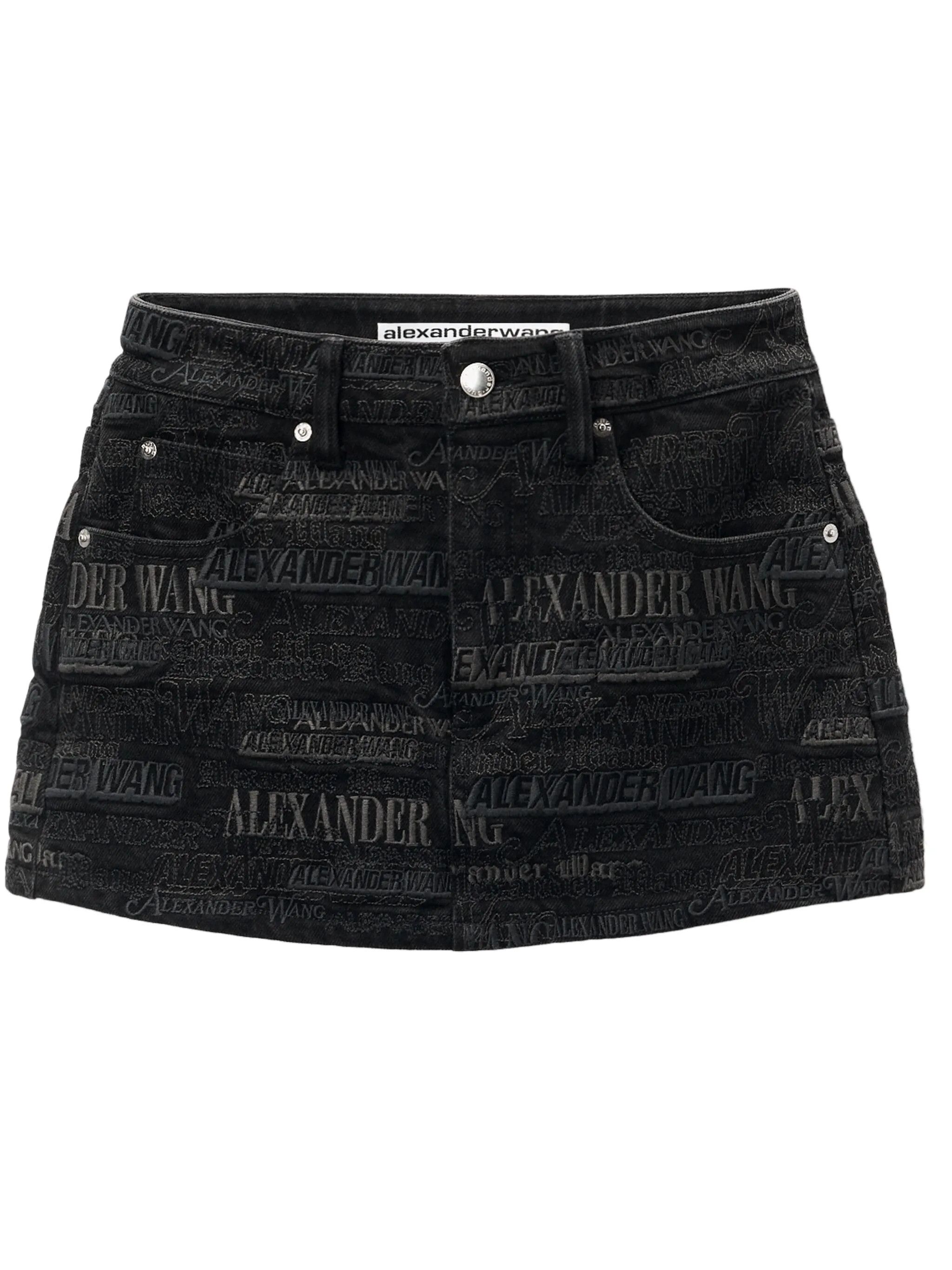 o1s22i1n0225 Embroidered Lettering Short in Black