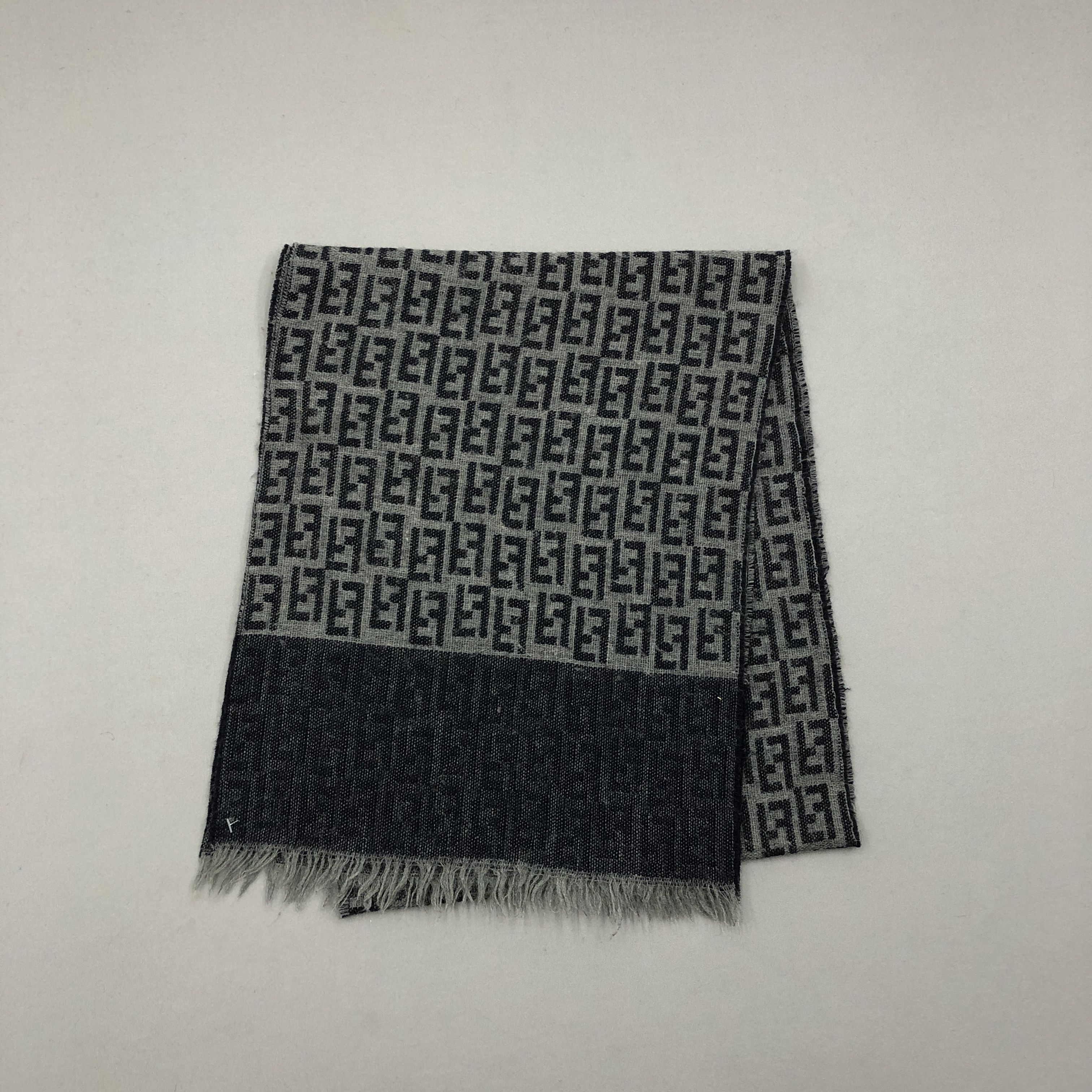 Japanese Brand Vintage Fendi Scarf Fendi Zucca FF Monogram Wool Scarves Size ONE SIZE - 3 Thumbnail