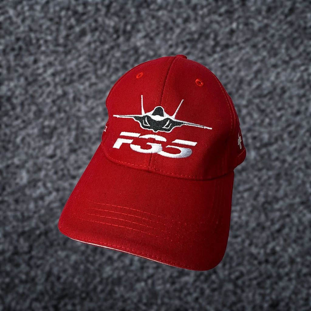Vintage F35 Switzerland Flight Evaluation Payerne ab 2019 Red Baseball Cap Men One Size Cotton USA Shipping Cap aviation Size ONE SIZE - 1 Thumbnail
