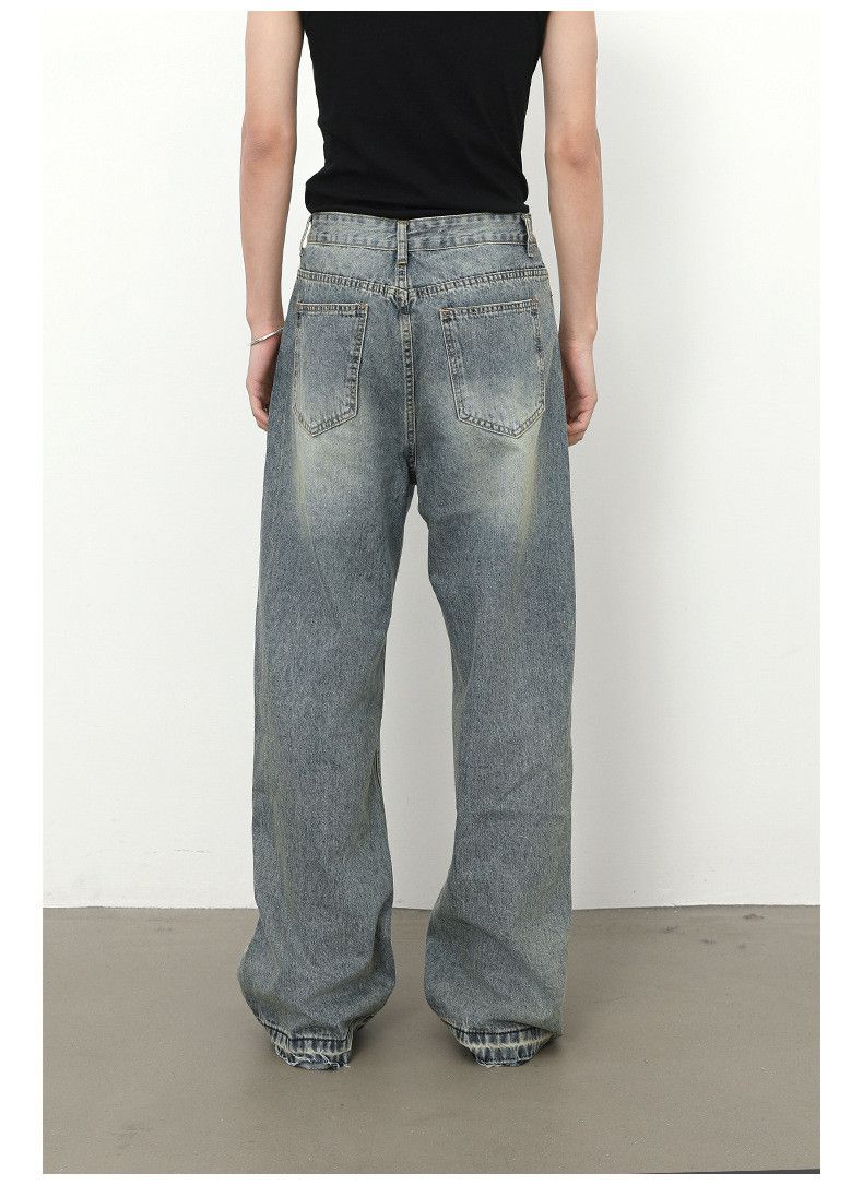 Japanese Brand Men's Retro Loose Straight Washed Distressed Wide Leg Jeans Size US 32 / EU 48 - 5 Thumbnail