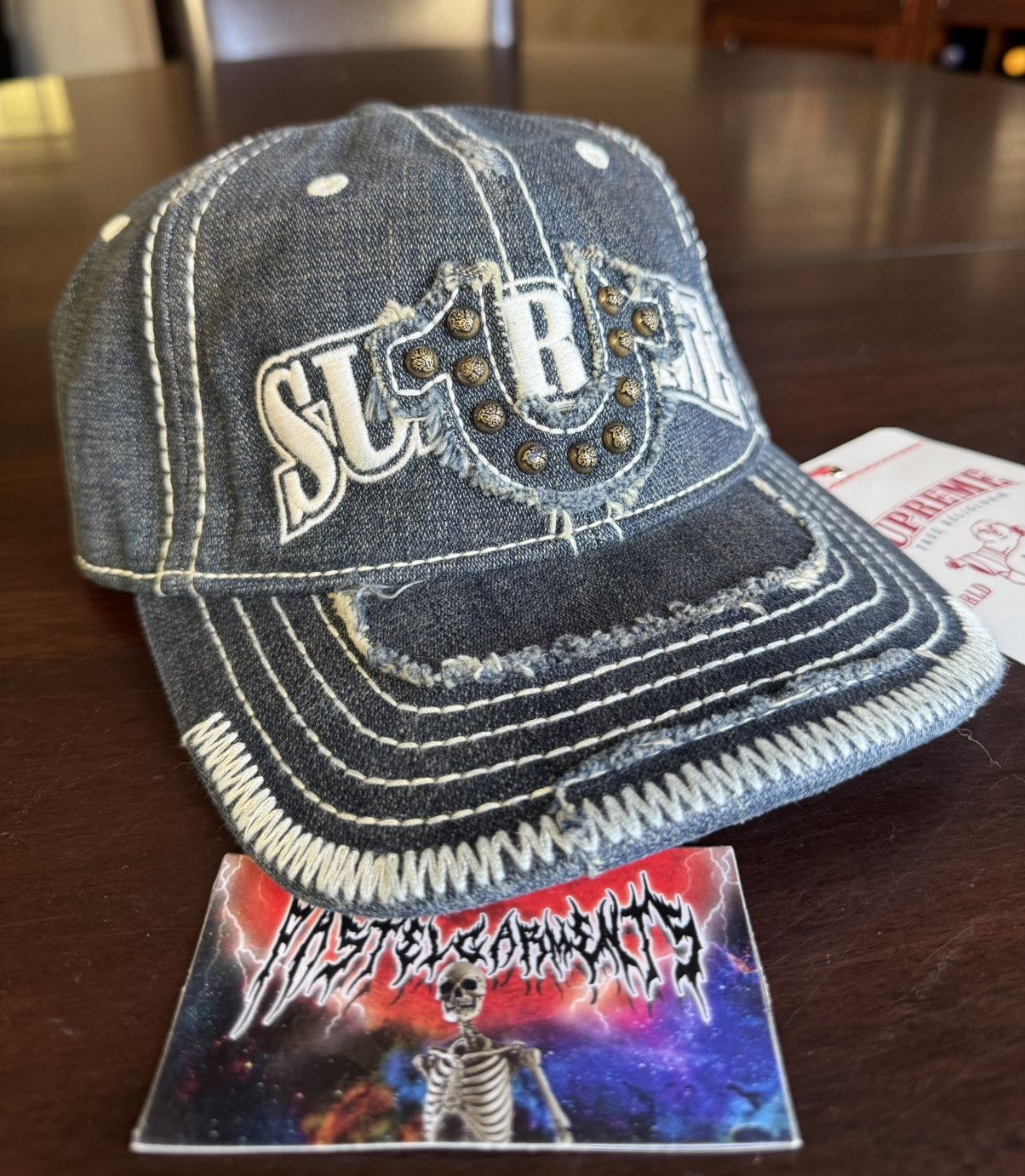 Supreme True Religion Denim Trucker 6 Panel Hat Dirty Indigo