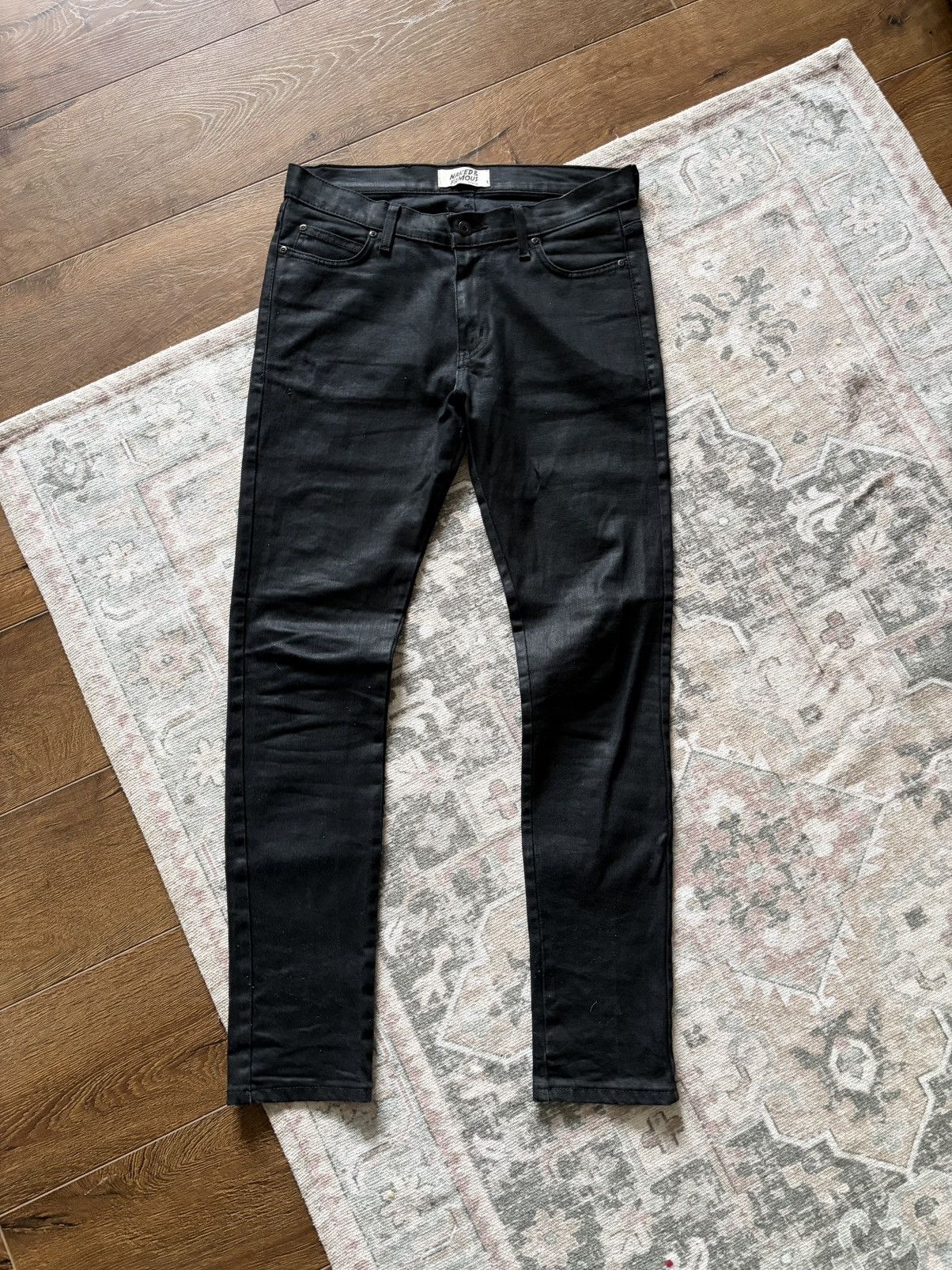 If Six Was Nine Naked & Famose Y2K Wax Coated Black Stretch Size US 32 / EU 48 - 3 Thumbnail