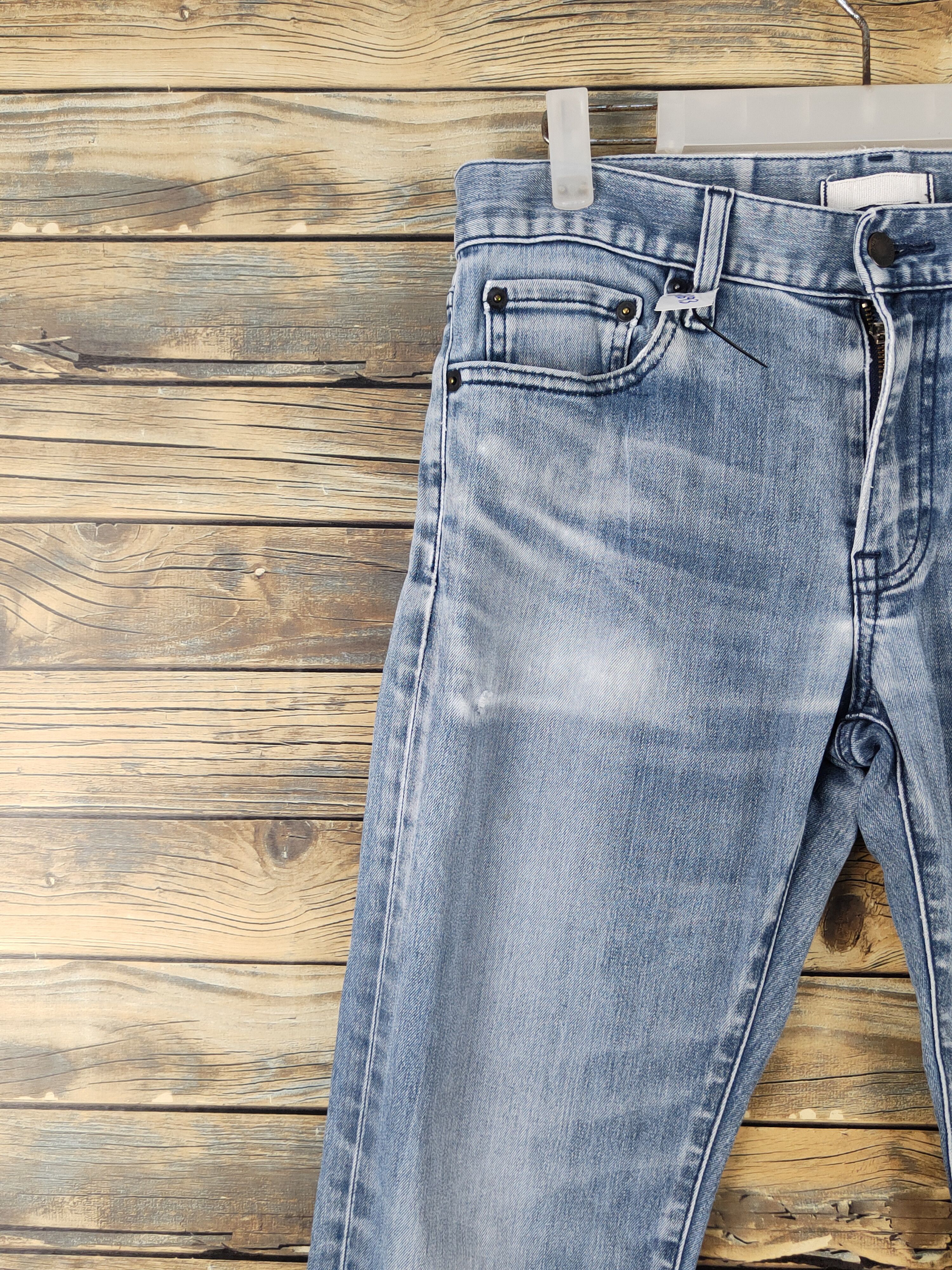 Japanese Brand Uniqlo japan Blue faded Distressed Ripped denim Jeans #W1693 Size US 29 - 3 Thumbnail