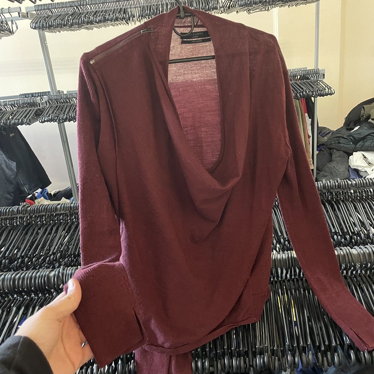Allsaints × If Six Was Nine JAPAN Cardigan merino wool sweater Allsaints Avant garde Size L / US 10 / IT 46 - 4 Thumbnail