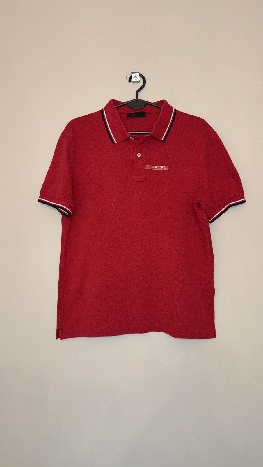 Prada red tab classic polo rare red luxury