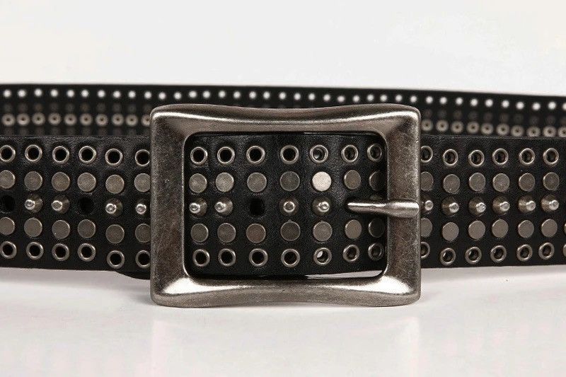 Leather × Vintage Genuine Leather Cowboy Belt Buckle Vintage Metal Rivet Size ONE SIZE - 8 Thumbnail