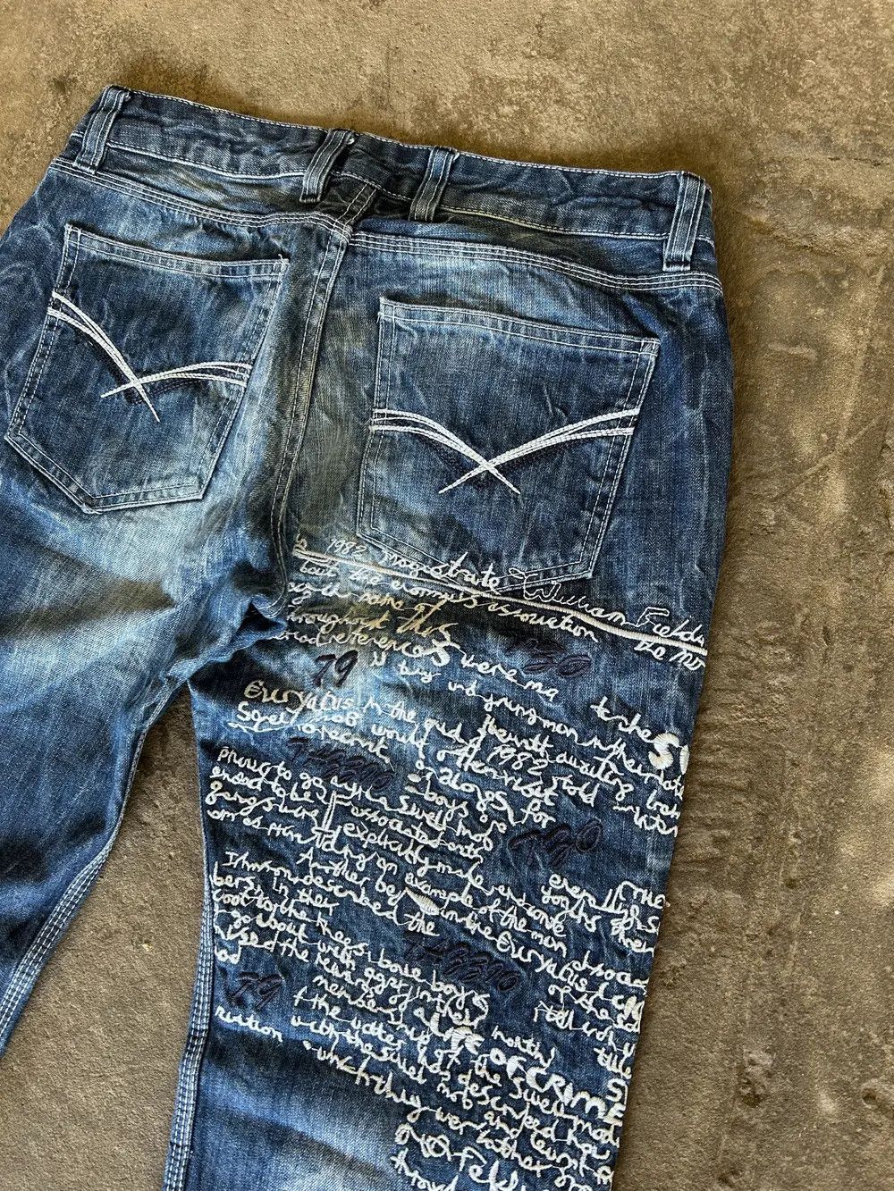 Hysteric Glamour × Japanese Brand Japanese Crazy Ed Hardy Style Distressed Washed Jeans Size US 32 / EU 48 - 3 Thumbnail