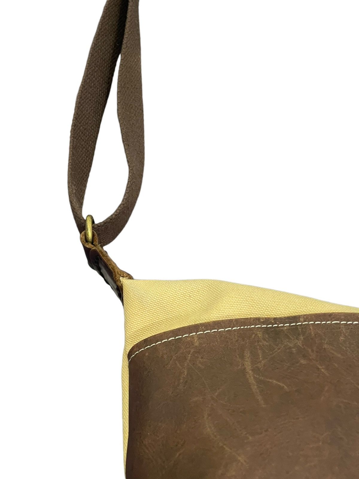 Japanese Brand Leather Patina Cotton Paquet Cross Body Bag 4🟩 Size ONE SIZE - 11 Thumbnail