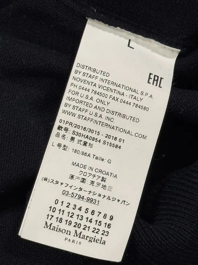 Designer × Maison Margiela × Vintage SS2016 Maison Margiela Navy Lined Signature Sweater Size US L / EU 52-54 / 3 - 8 Thumbnail
