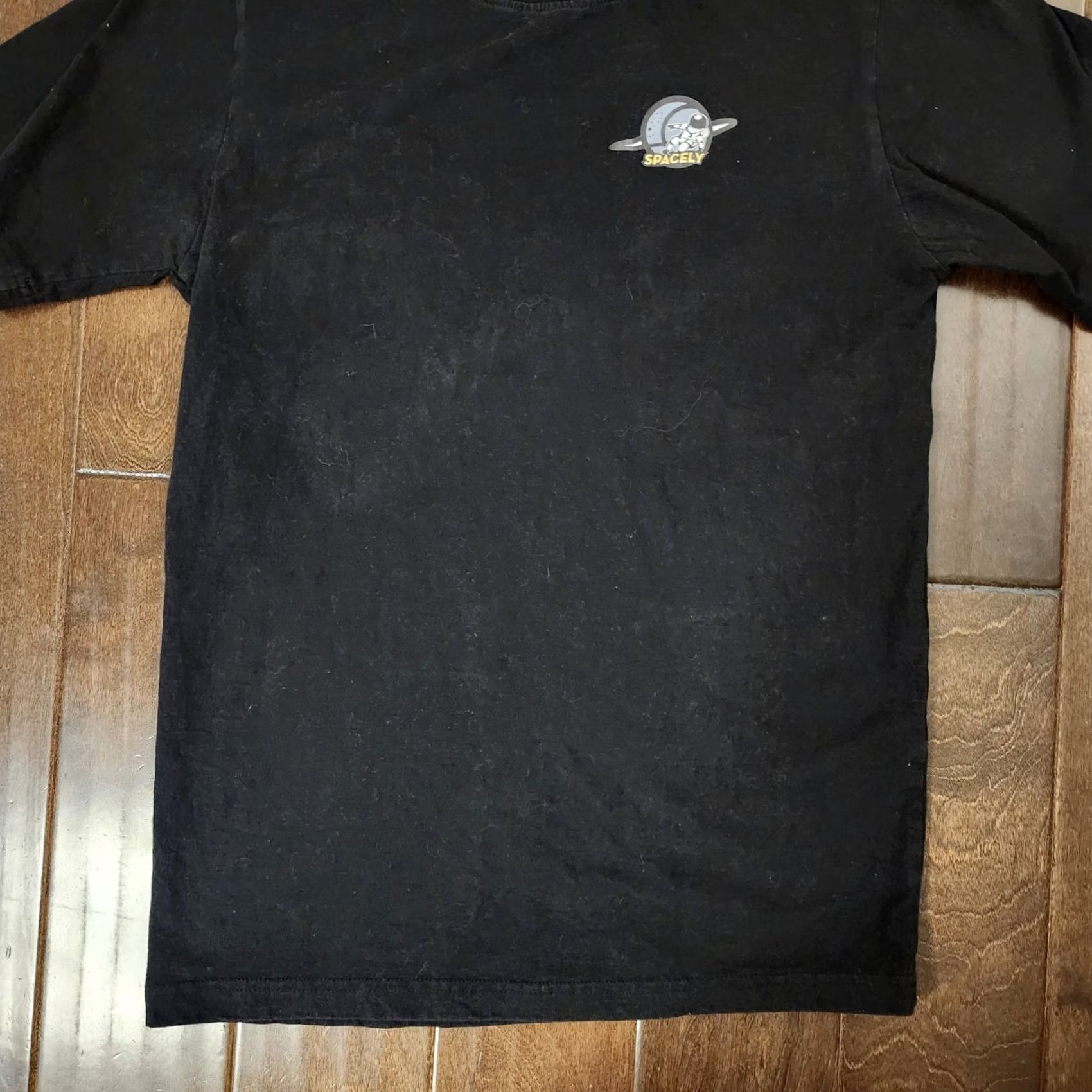 Vintage Spacely Unlimited T-Shirt Black Short Sleeve Size L Mens Space Pattern Stains Cleaning Needed Regular Cotton Shirt Size US L / EU 52-54 / 3 - 3 Thumbnail