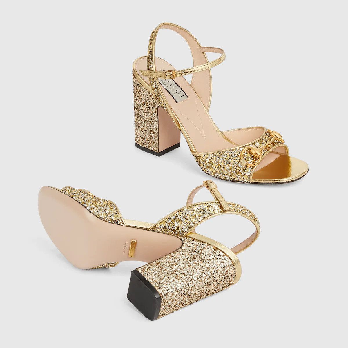 Gucci o1s1wg110125 Mid-Heel Sandals With Horsebit in Gold Size US 4.5 / IT 34.5 - 5 Thumbnail