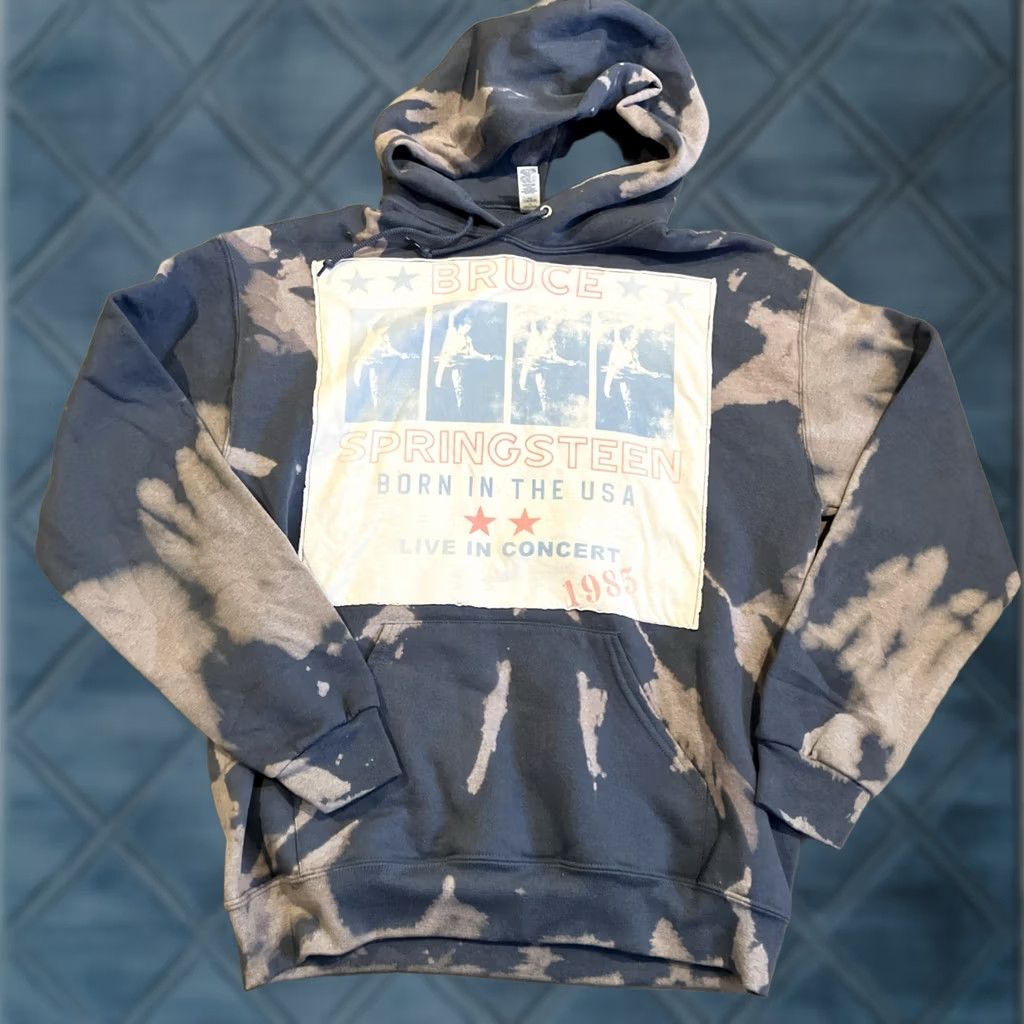Jerzees Bruce Springsteen Born In The USA 1985 Tue Dye Hoodie M Pullover Multicolor Jerzees Men Mens Hoodie Size US M / EU 48-50 / 2 - 1 Thumbnail