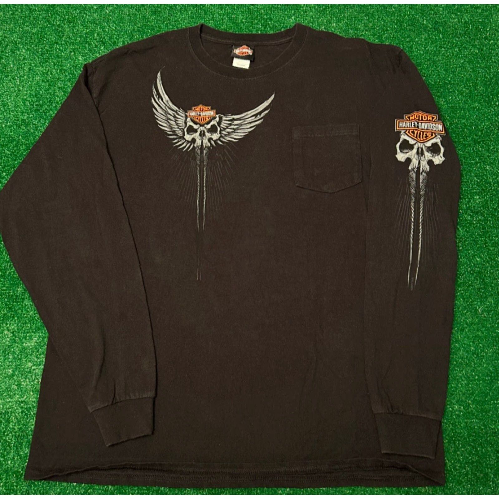 Harley Davidson Vintage Harley Davidson Skull Wings Y2K Texas 2017 Long Sleeve Shirt Mens Sz XL Size US XL / EU 56 / 4 - 4 Thumbnail