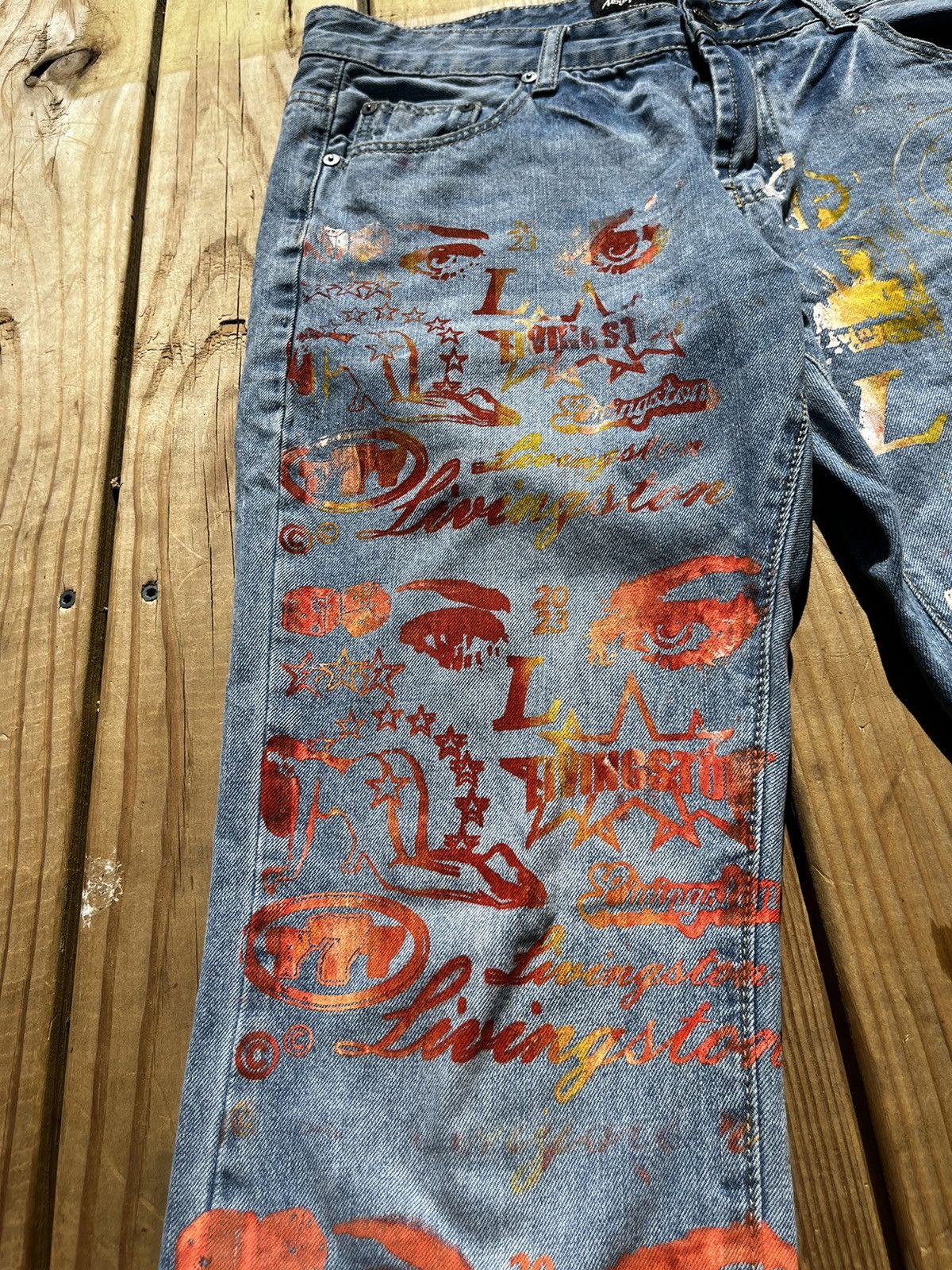 Other Custom Crazy Sample Print Jeans Size US 34 / EU 50 - 6 Thumbnail