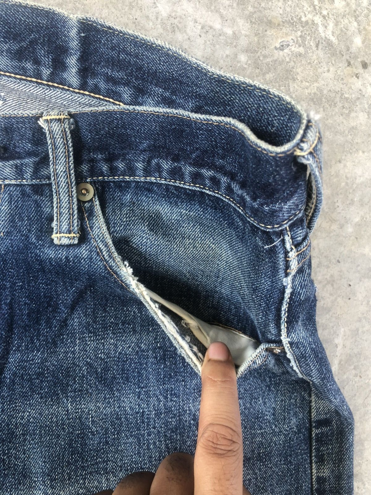 Studio D'Artisan Studio D’Artisan SD101 Selvedge Denim Distressed Jeans Size US 31 - 20 Thumbnail
