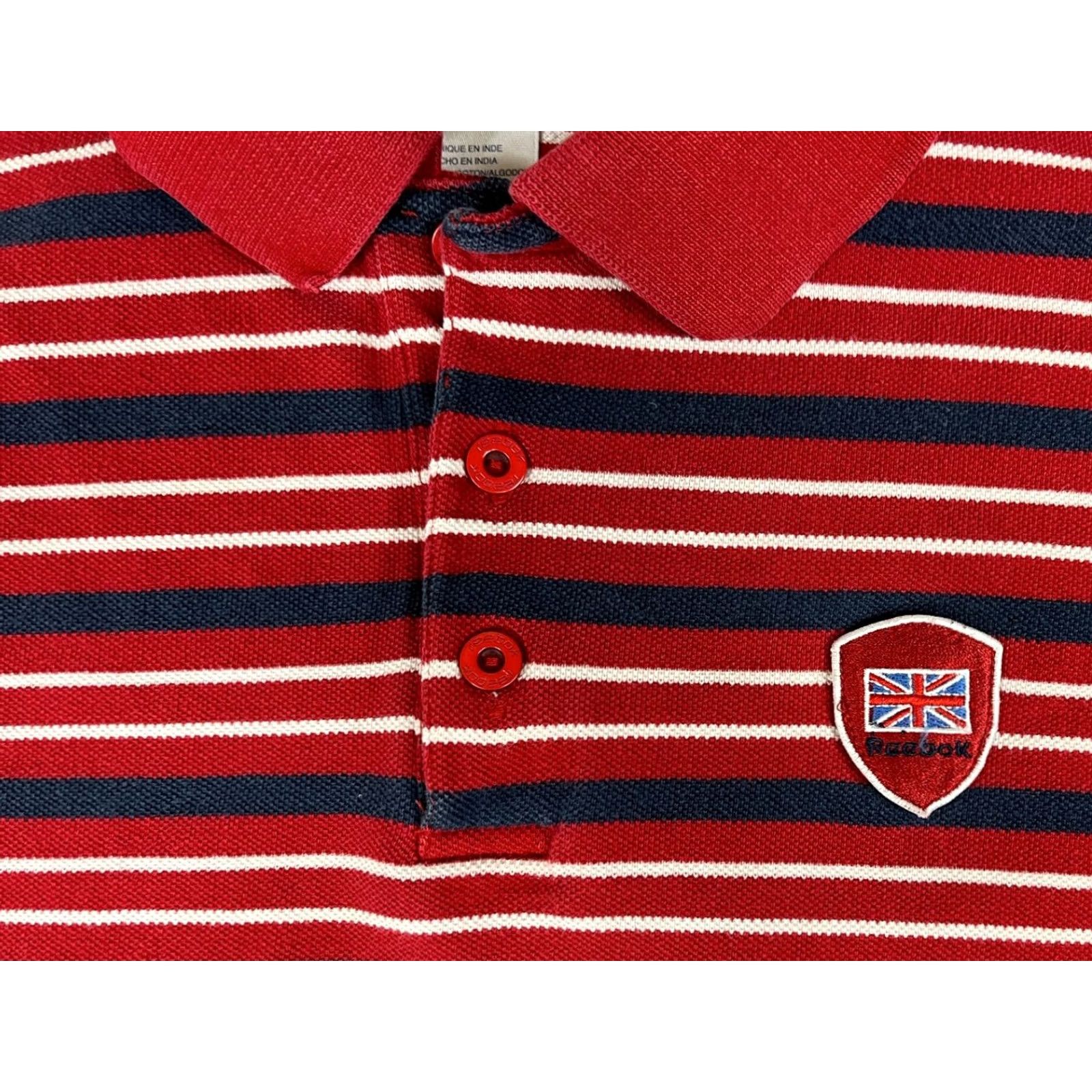 Reebok VINTAGE Reebok Classic Polo Shirt Striped XL Men’s Shirt Polo Red 100% Cotton Embroidered Logo 90s Sports Size US XL / EU 56 / 4 - 4 Thumbnail