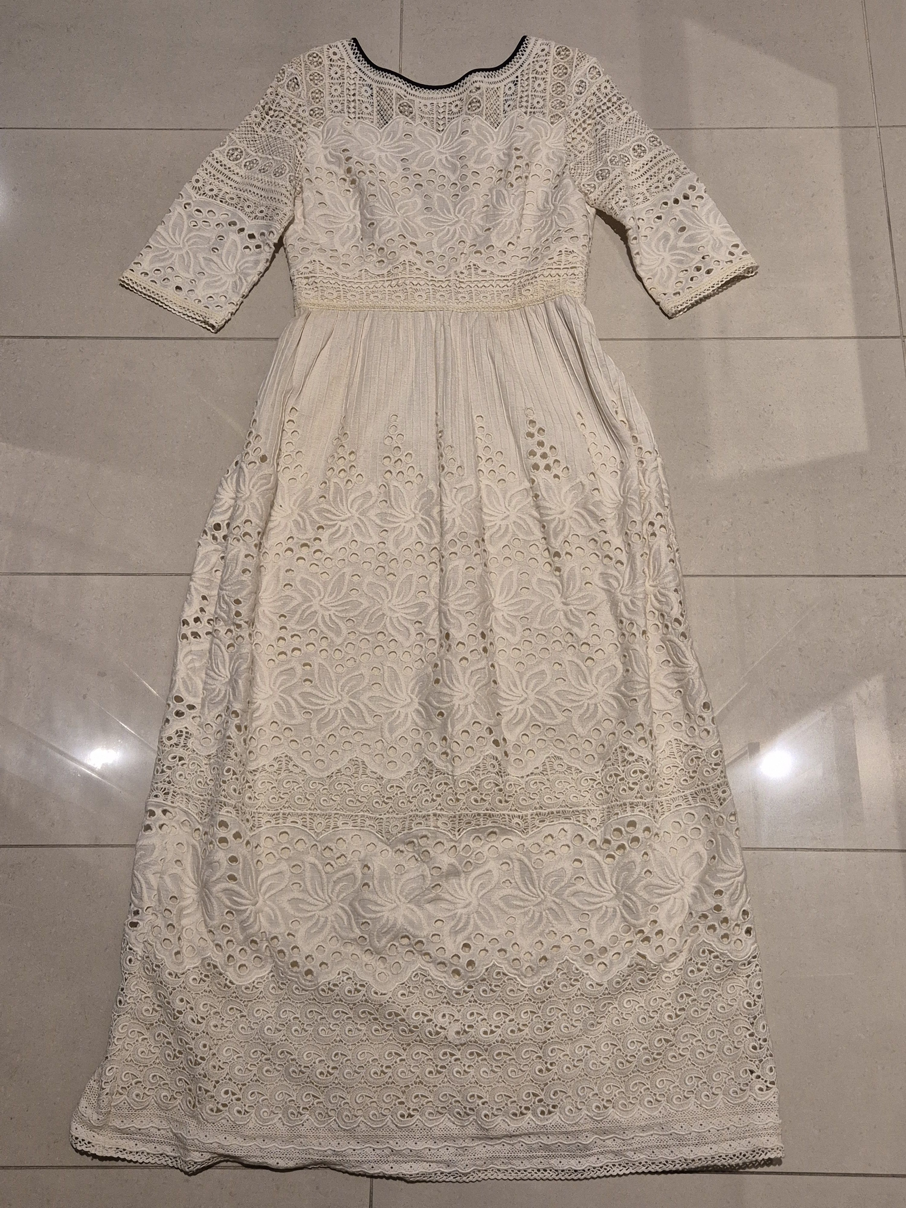 Designer Talitha white cotton lace maxi dress Size S / US 4 / IT 40 - 7 Thumbnail