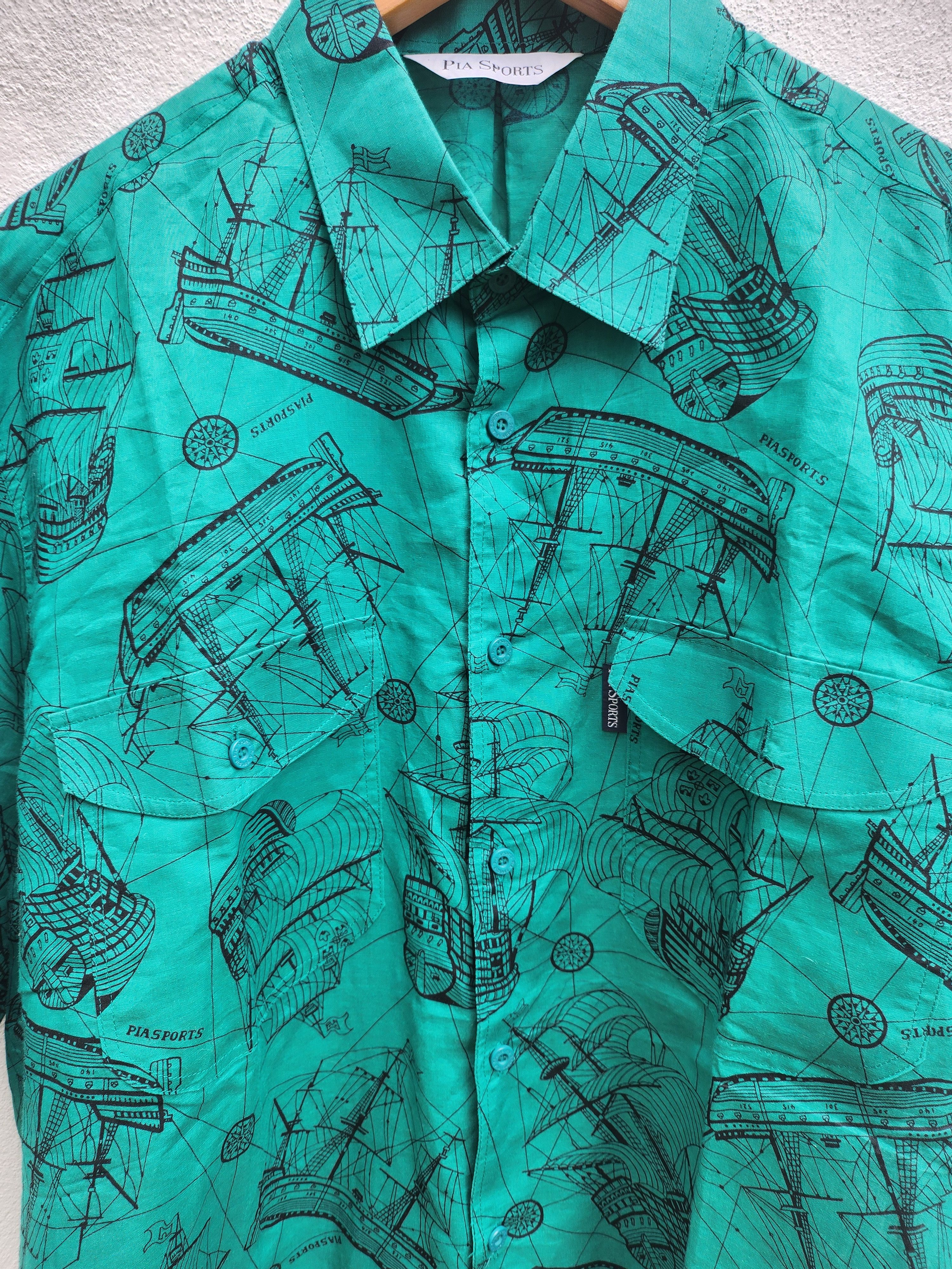 Japanese Brand 💥 Pia Sports Japan Sailing Ship Art Shirt Size US XXL / EU 58 / 5 - 4 Thumbnail