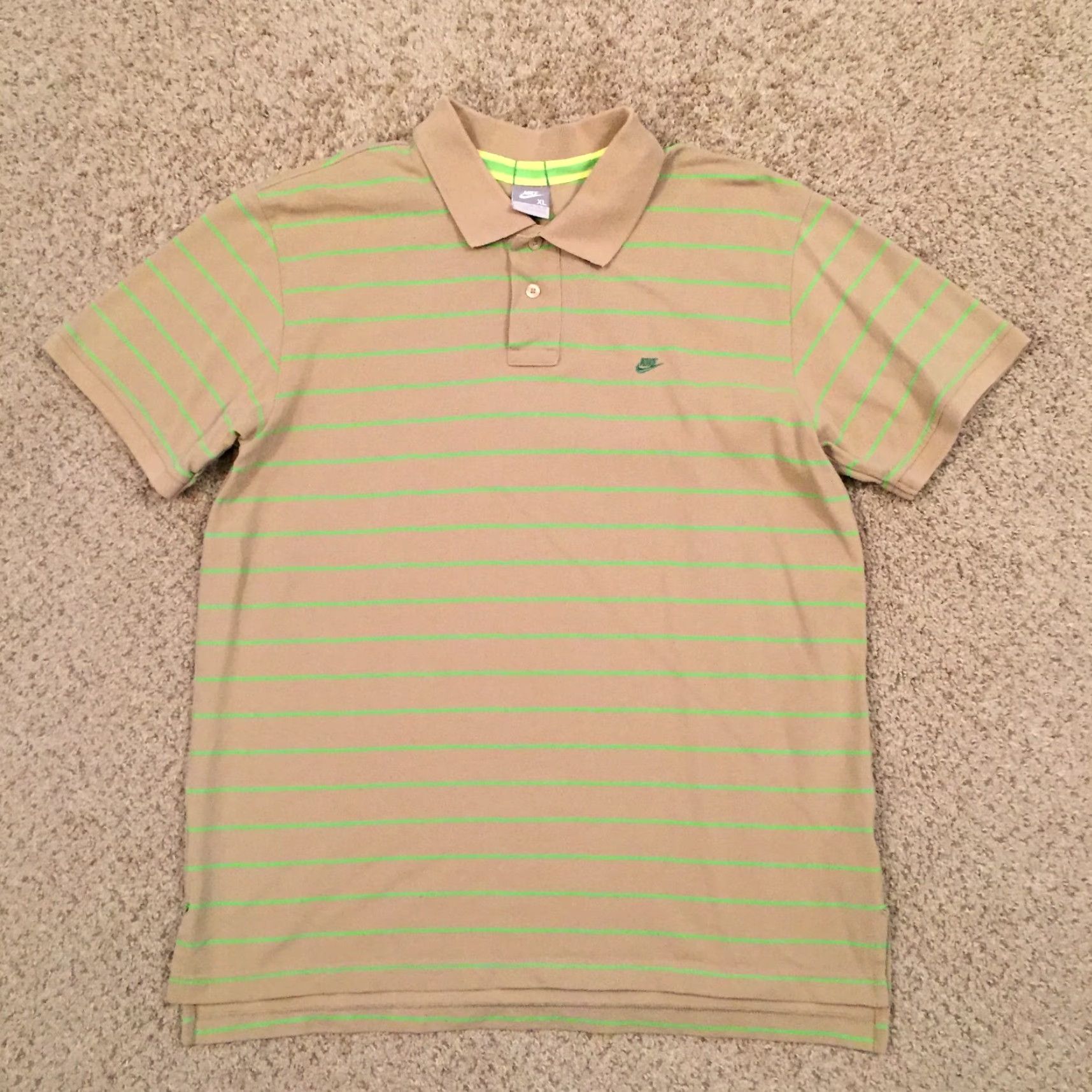 Nike Nike Polo Shirt Mens XL Green Striped Short Sleeve Knit PolO Size US XL / EU 56 / 4 - 2 Thumbnail