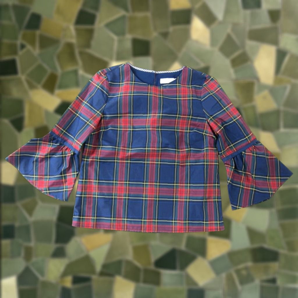 Vineyard Vines Vineyard Vines Plaid 3/4 Sleeve Blouse Tunic Green 4 Women Blouse Size S / US 4 / IT 40 - 1 Thumbnail