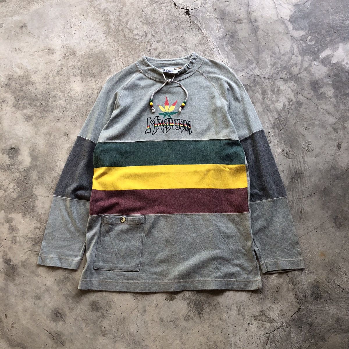 image of Bob Marley x Vintage Marihuana Rasta Fashion Style Sweater in Green, Men's (Size Medium)