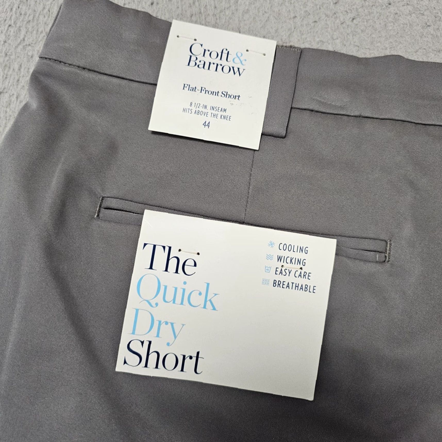 Croft & Barrow Croft & Barrow Quick Dry Performance Shorts Mens 44 Gray Chino Flat Front NWT Size US 44 / EU 60 - 5 Thumbnail