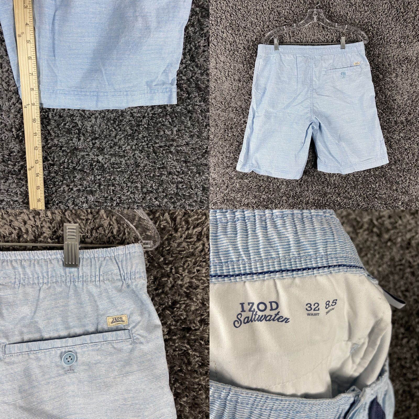 Izod IZOD Saltwater Striped Shorts Men 32 Blue Chino Regular Mens Size US 32 / EU 48 - 8 Thumbnail