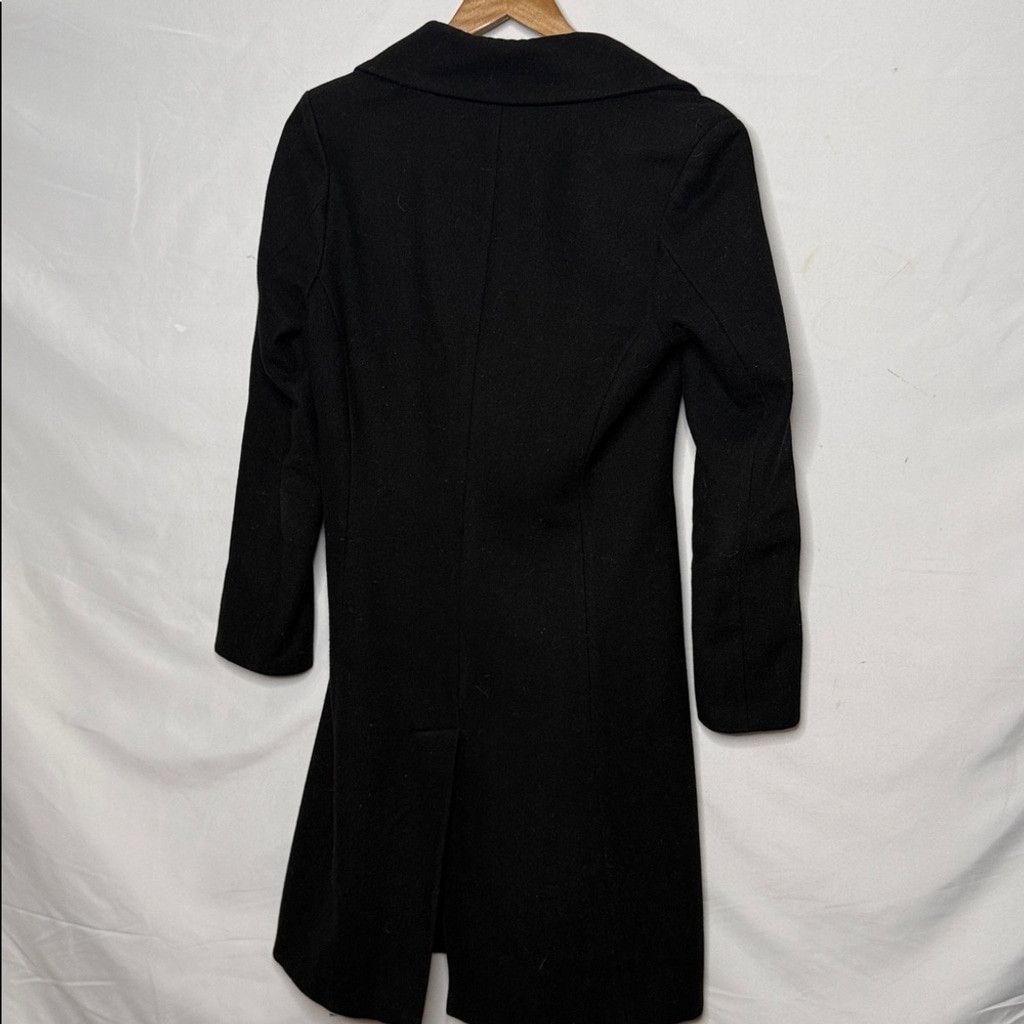 The Unbranded Brand Juliana Celini black 55% wool trench style coat jacket sz XS Size XS / US 0-2 / IT 36-38 - 6 Thumbnail