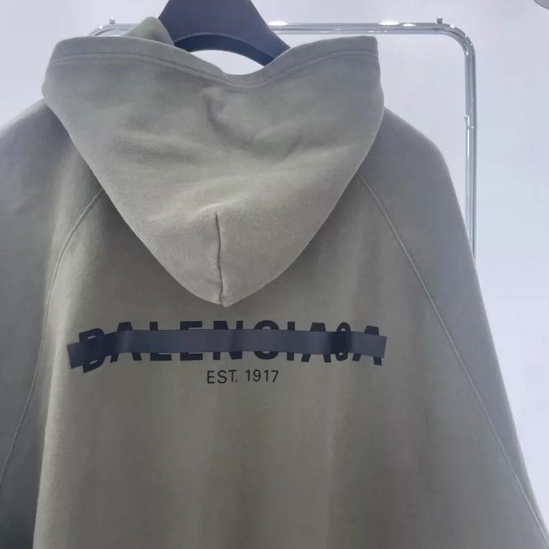 Balenciaga Balenciaga Olive shade line front and back logo hoodie Size US M / EU 48-50 / 2 - 3 Thumbnail