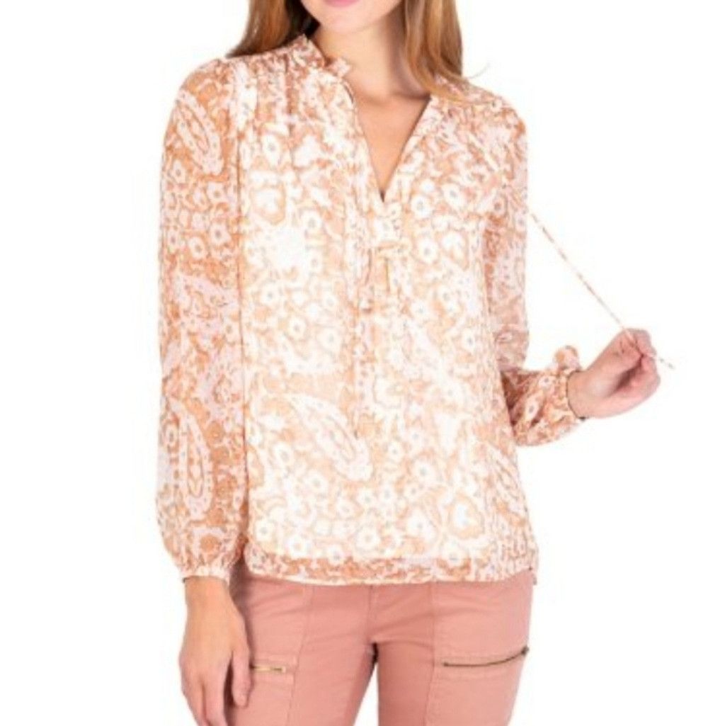 Joie NWT Limited Edition Joie brushed clay print peasant blouse L Size L / US 10 / IT 46 - 1 Thumbnail