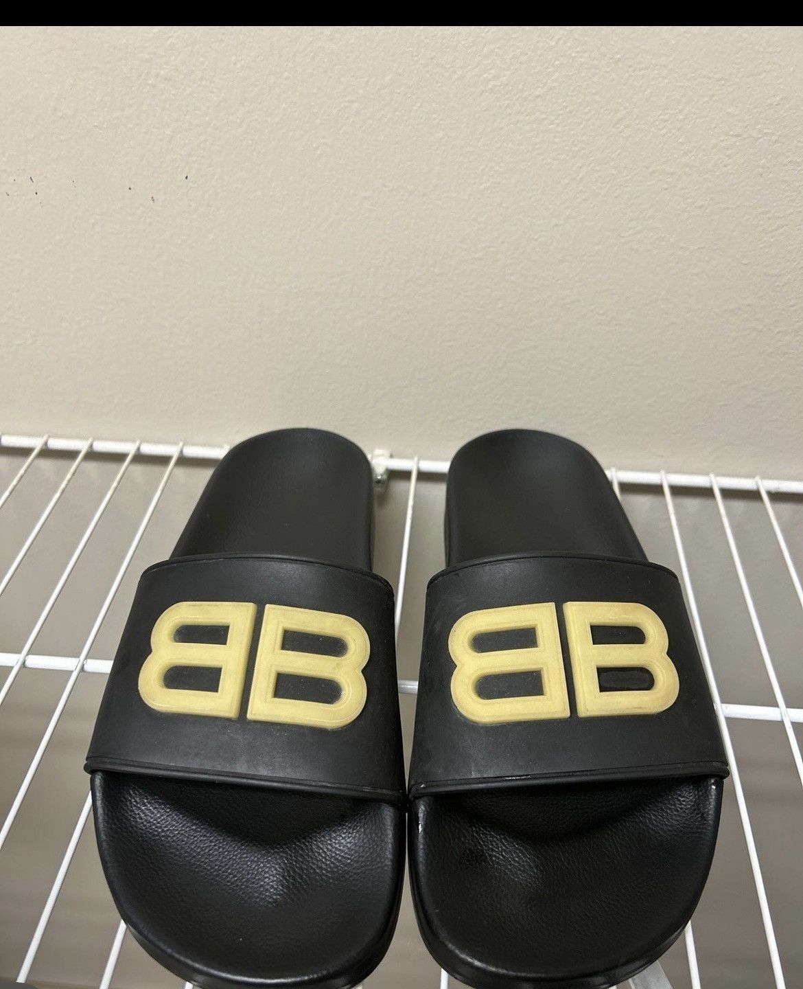 image of Balenciaga Slides Glow In The Dark in Black, Men's (Size 7.5)