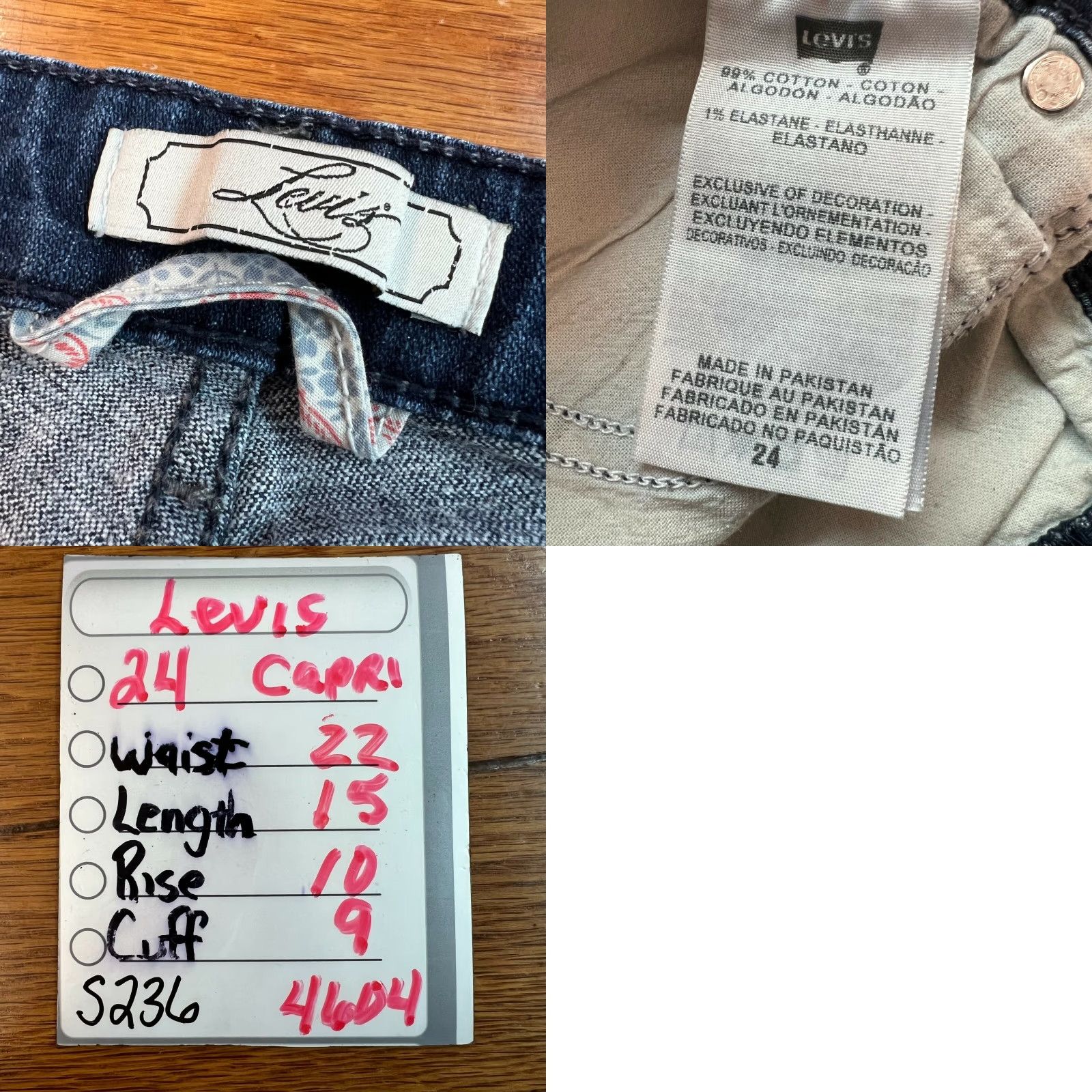 Levi's Levi's Womens Capri Jeans Flat Front Straight Leg 24 Blue Denim Slim Stretch Capri 24 Women's Jeans Update - Vintage? No Size 42" / US 20 - 8 Thumbnail